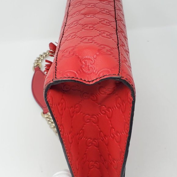 Auth Gucci Medium Emily Red GuccissimaShoulder Bag - Picture 7 of 16